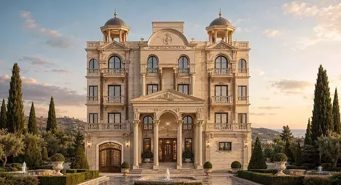 Classic Villa 3D Model - Luxury Residential 3D model 2