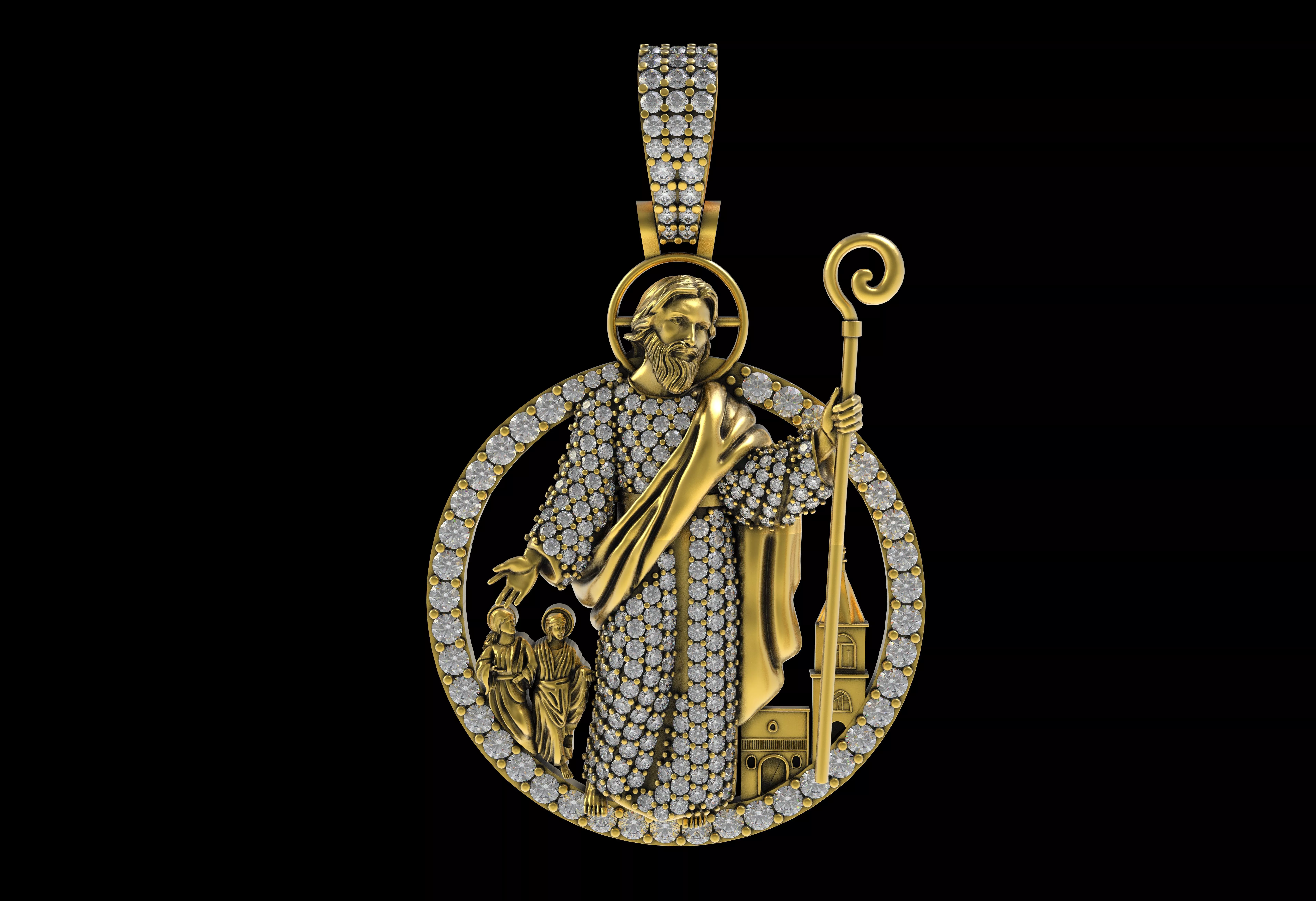 Cubic zirconia Saint Judas Religious pendant 3D print model
