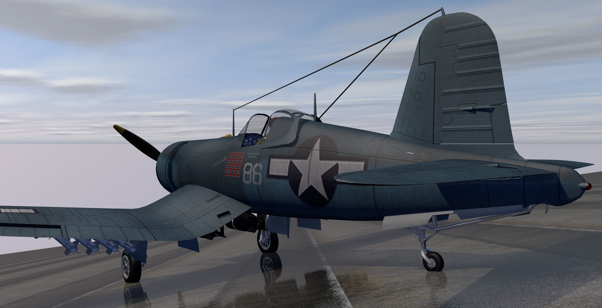 Chance Vought F4U-1D Corsair 3D model_7