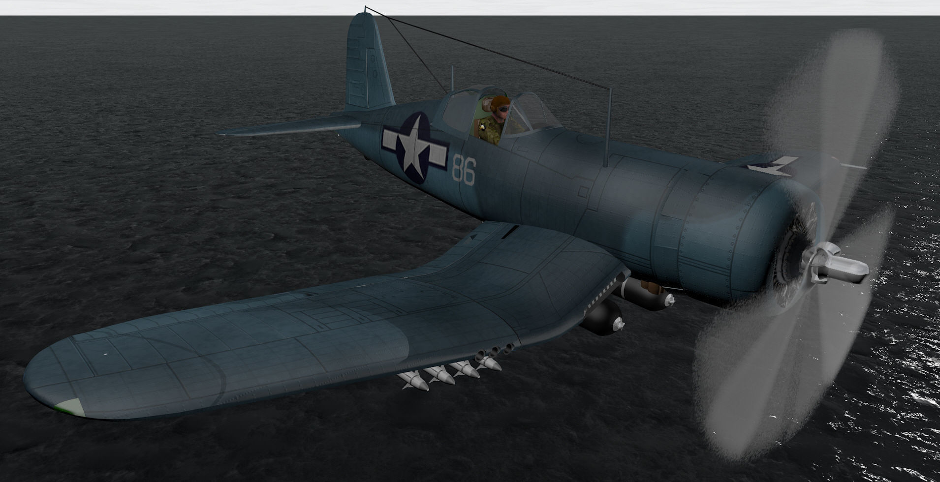 Chance Vought F4U-1D Corsair 3D model_12