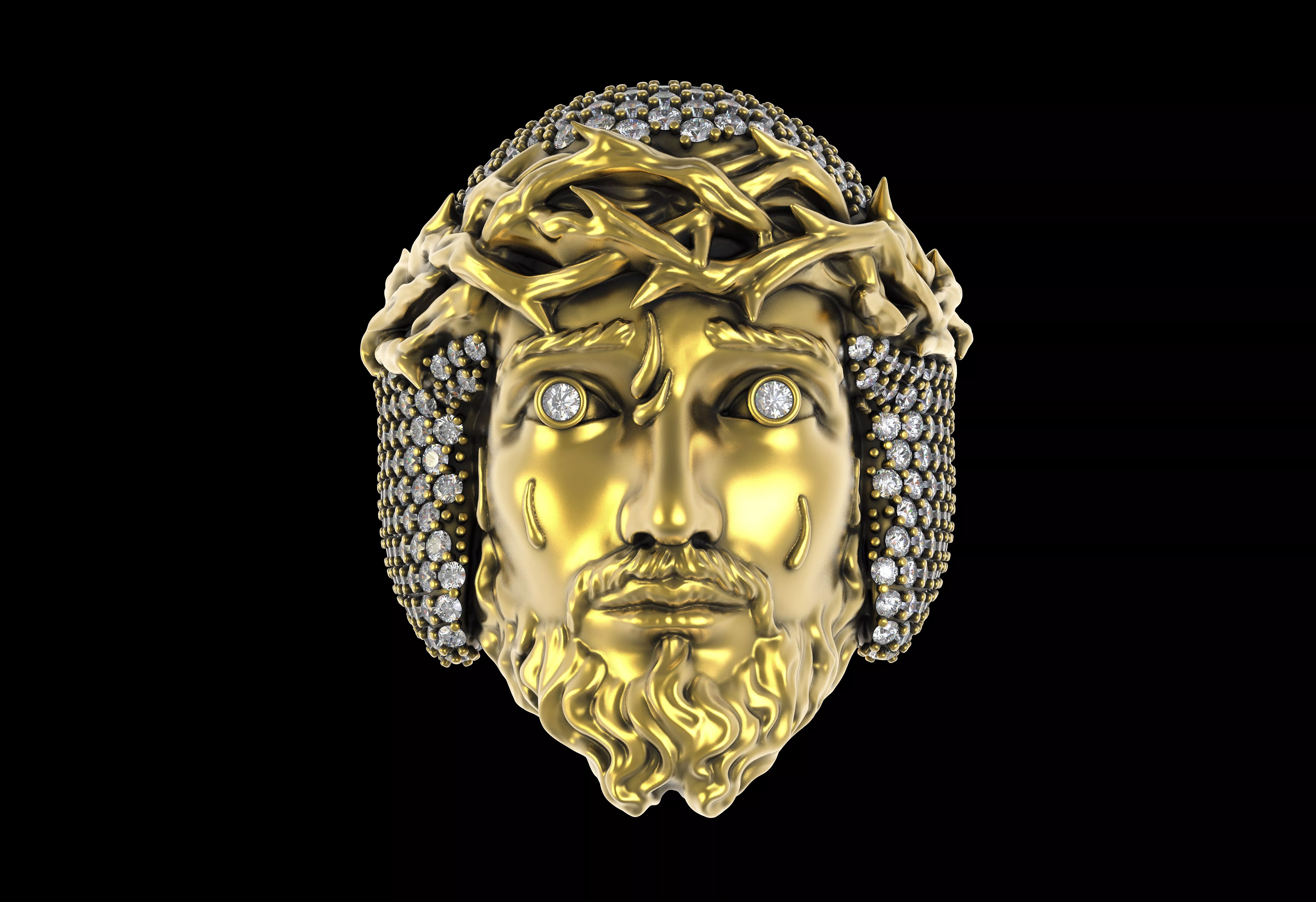 Customize Hip Hop Jesus Face Ring 3D print model