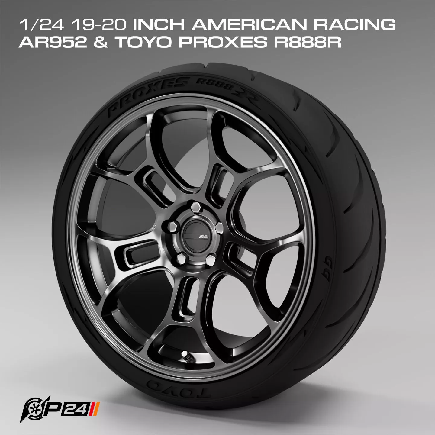 1-24th 19-20 inch American Racing AR952 and Toyo Proxes R888R 3D print model