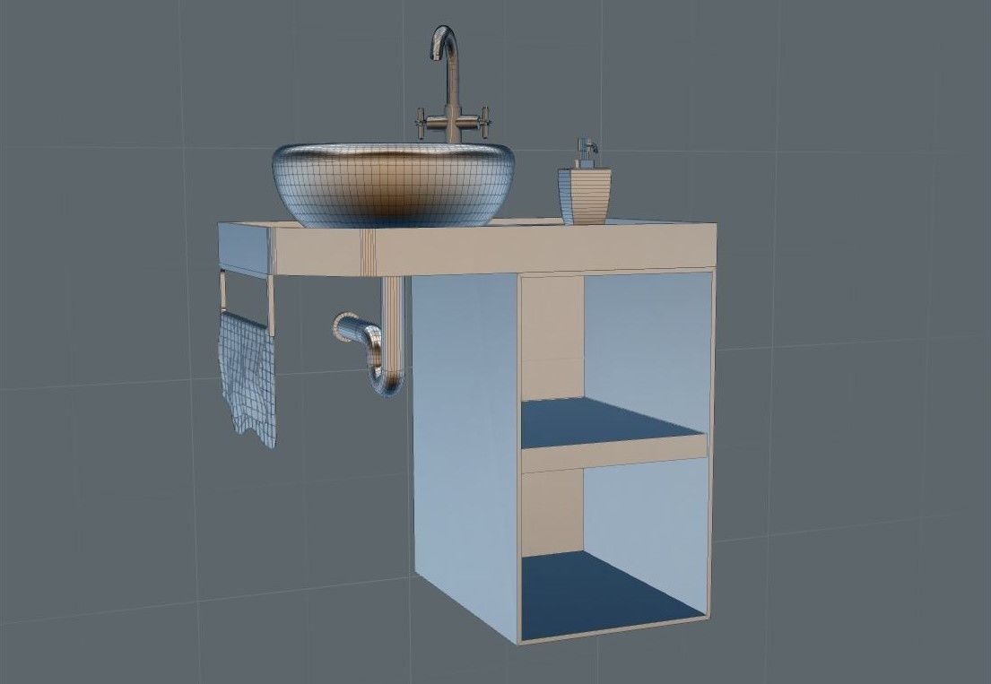 Ethnic Sink Cabinet 3D model_6