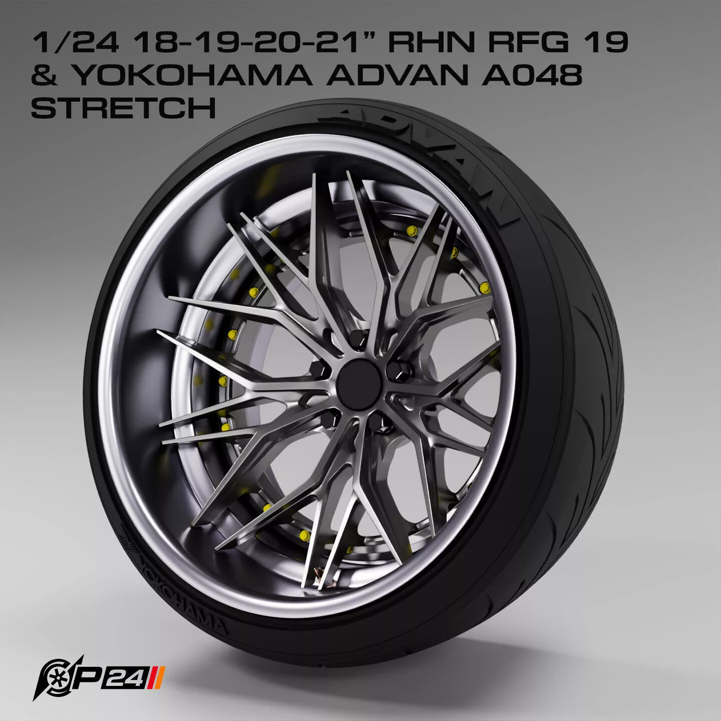 1-24th 18-19-20-21 inch RHN RFG19 and Yokohama Advan A048 str... 3D print model
