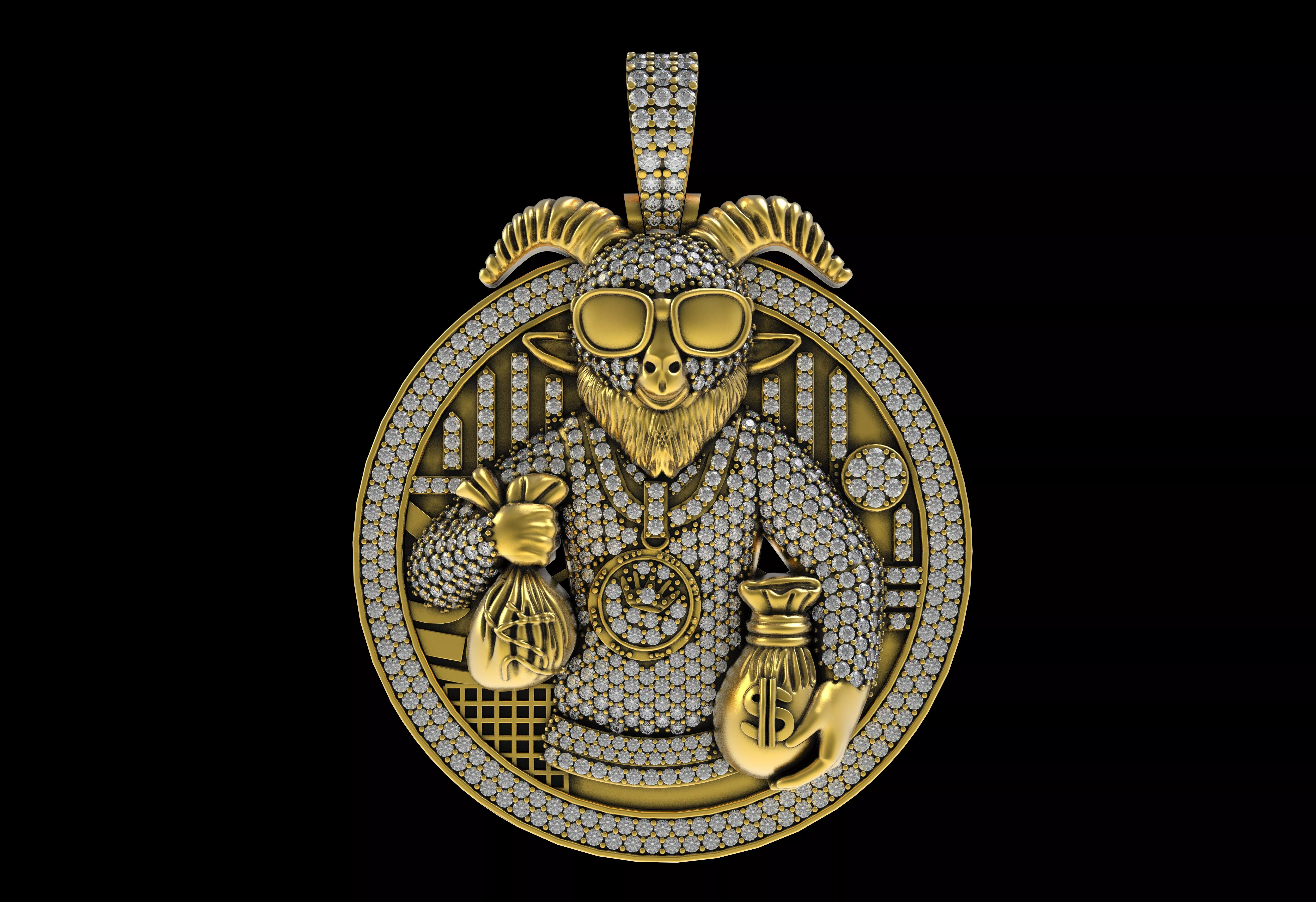 Goat Pendant Hip Hop Pendant Iced Out Pendant 3D print model