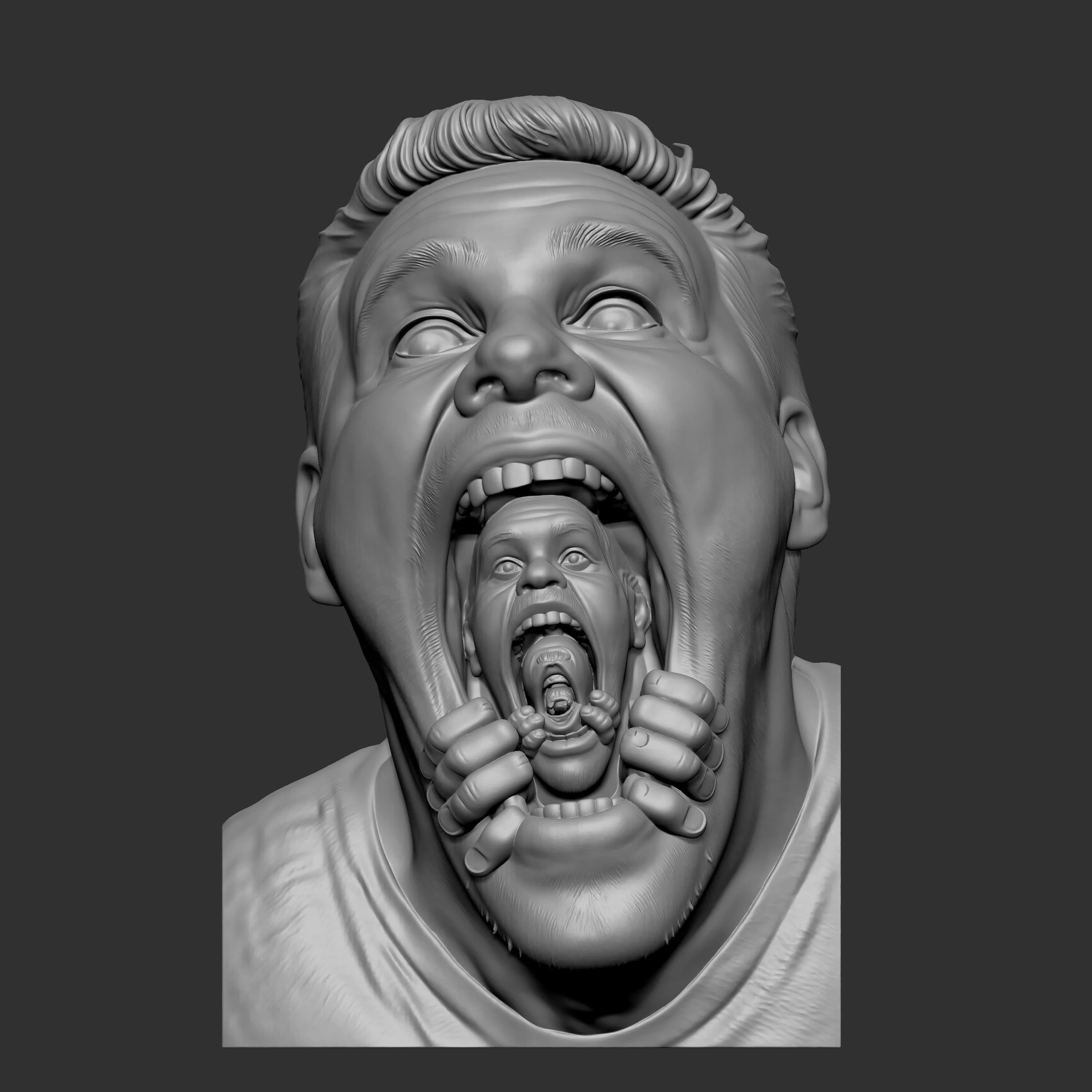 man pulls open his own mouth 3D print model