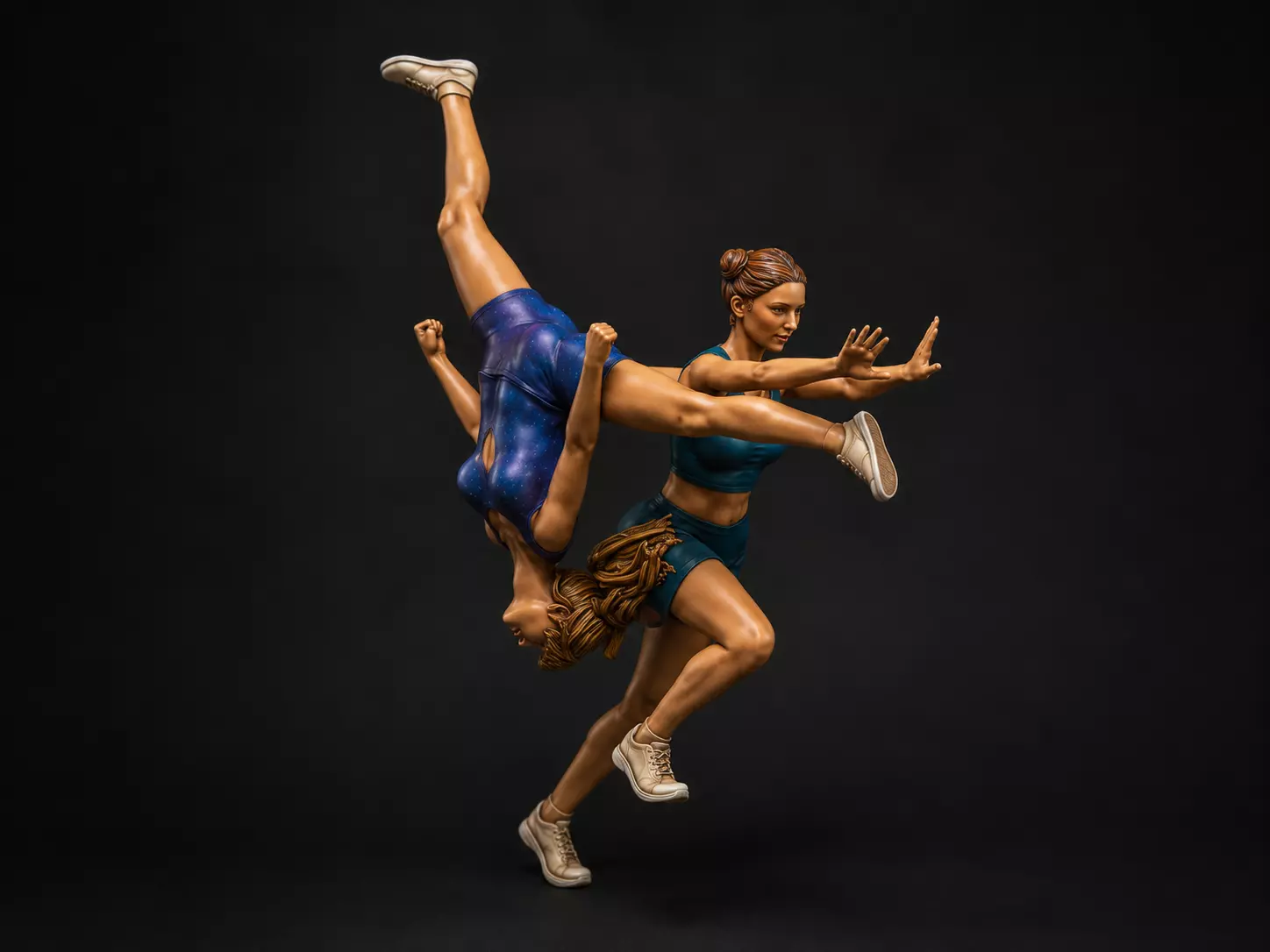 cheerleader pose girl and girl group 4 3D print model