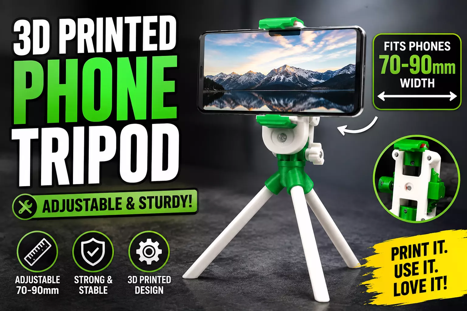 3d printed Phone tripod Iphone samsung xiaomi Free 3D print model