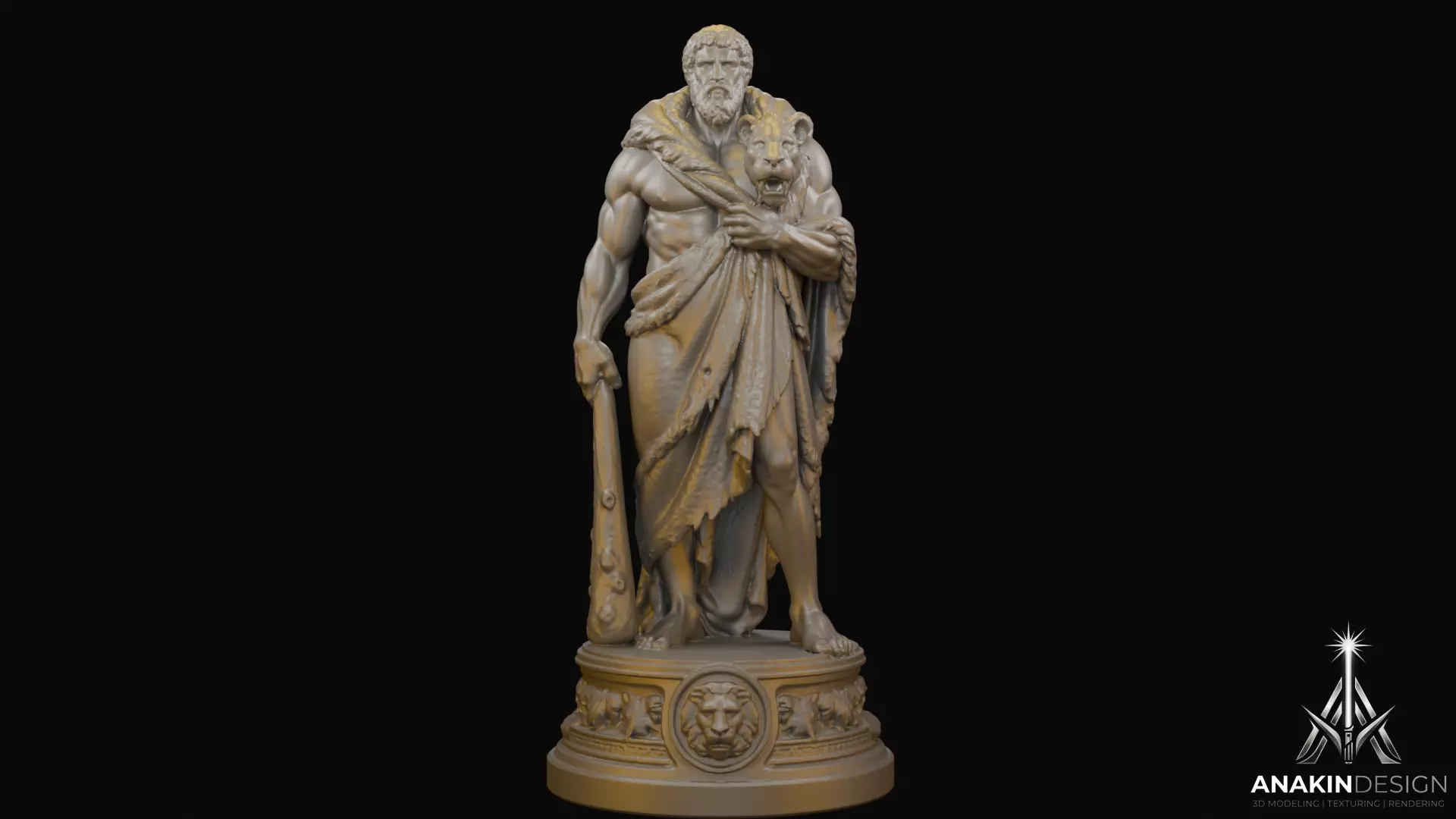 Hercules With Nemean Lion Cloak Statue 3D print model
