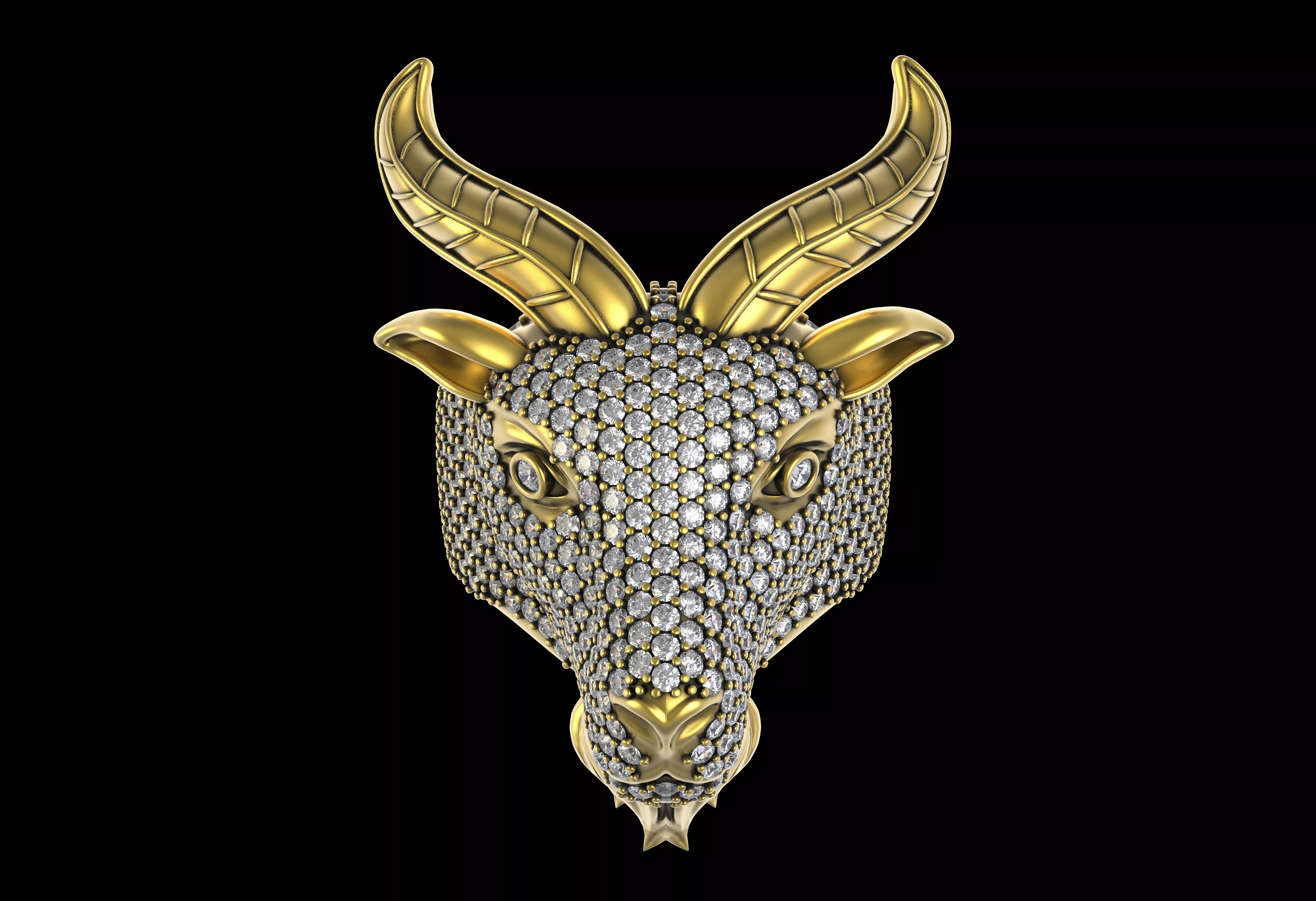 Cubic Zirconia Bull Head Ring 3D print model