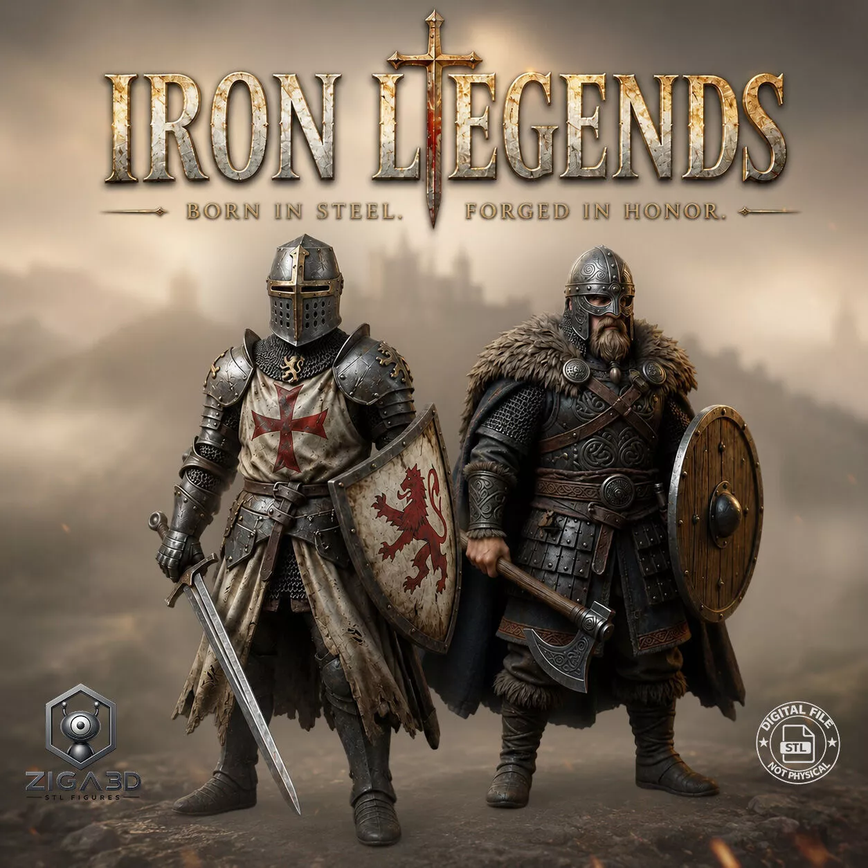 2 Medieval Warrior STL Bundle 3D print model