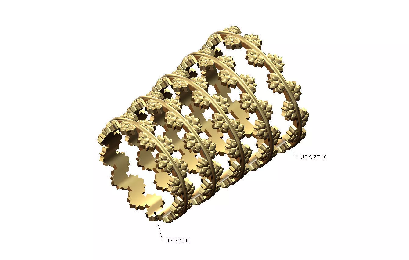 Overlapping rose flower eternity band US sizes 6to10 3D print model