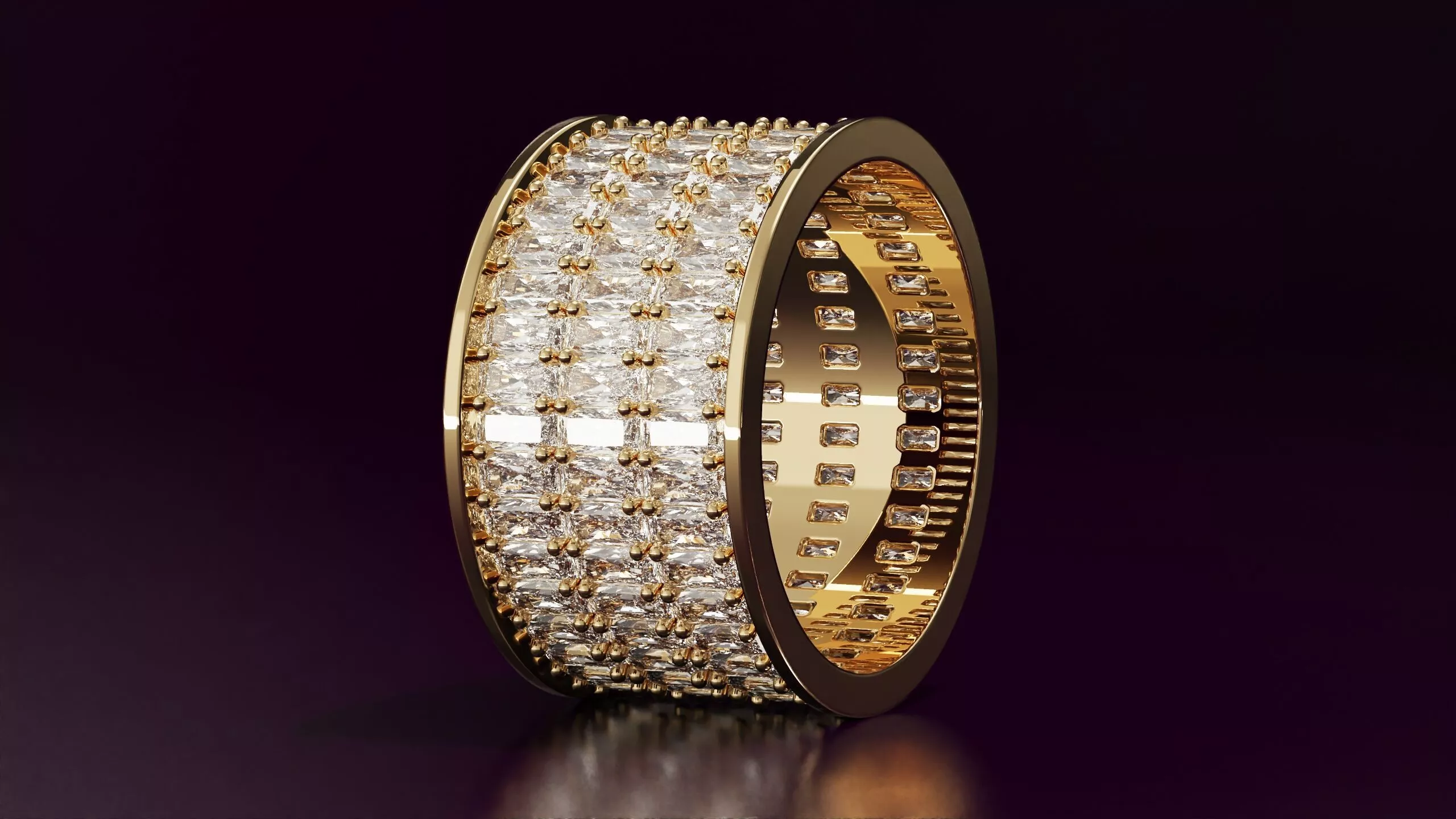 Radiant cut 3line eternity ring EU54 3D print model