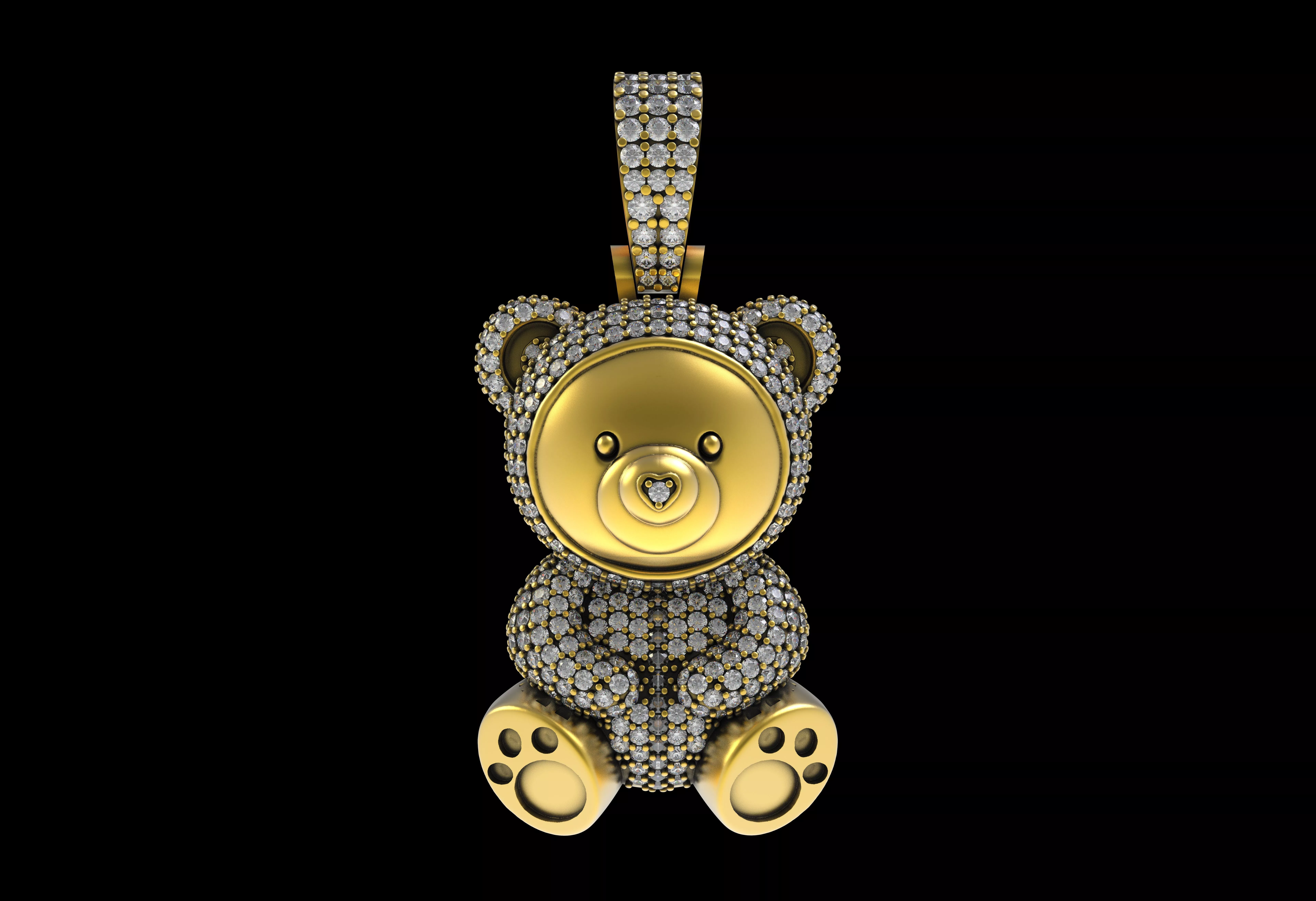 teddy bear diamond pendant 3D print model