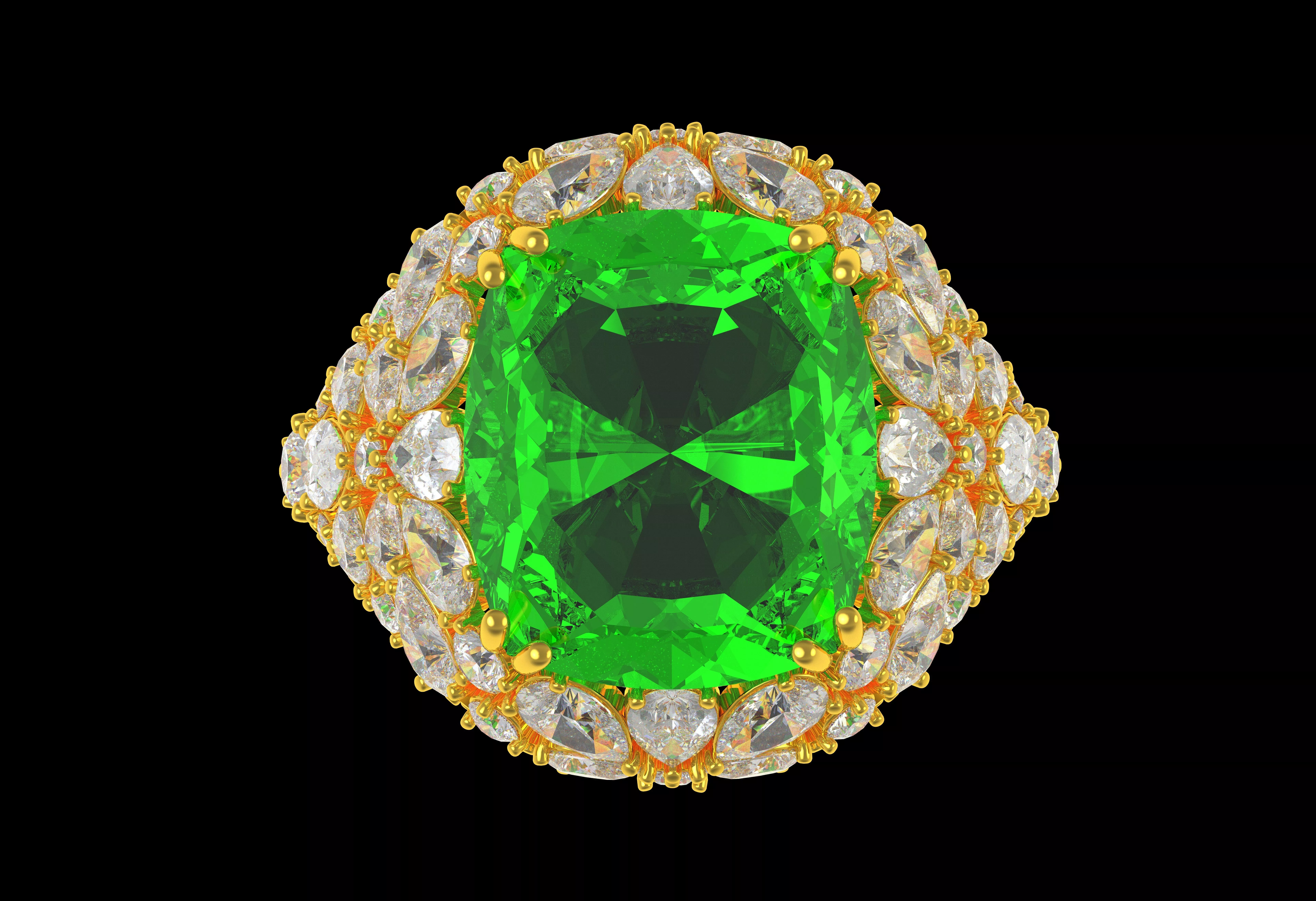 Cushion Halo Ring Set With Diamonds 3D print model