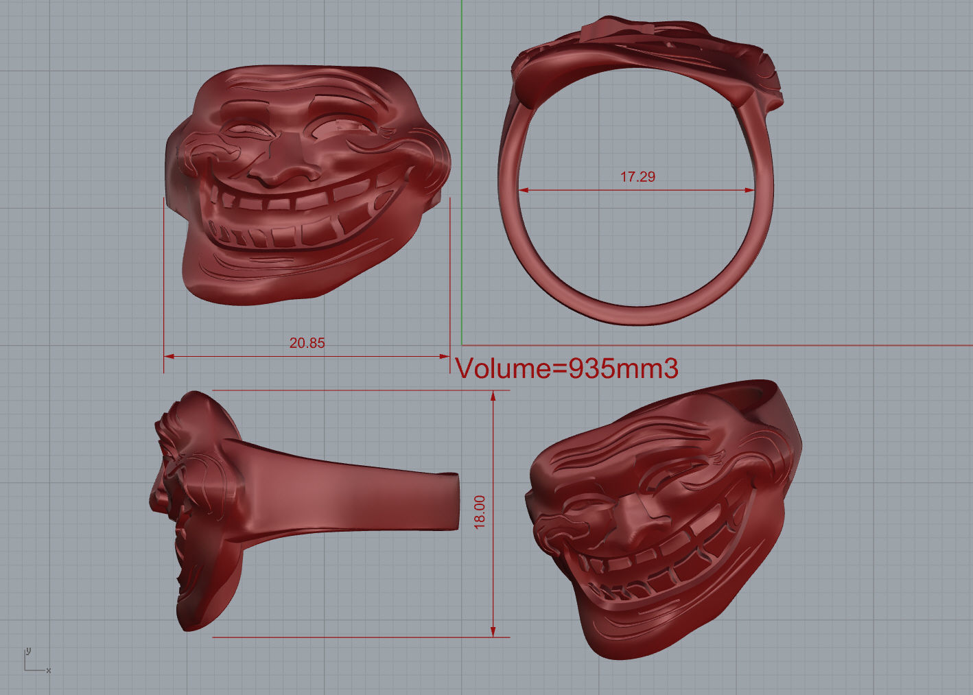 Trollface meme ring original  3D print model_6
