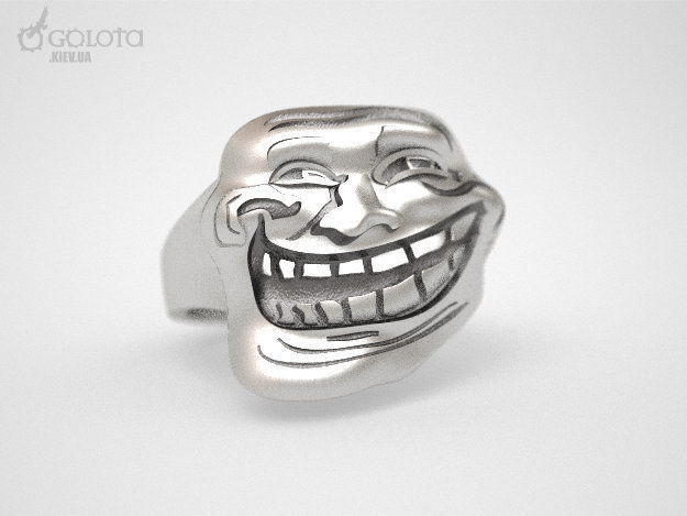 Trollface meme ring original  3D print model_4