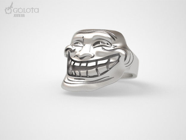 Trollface meme ring original  3D print model_1