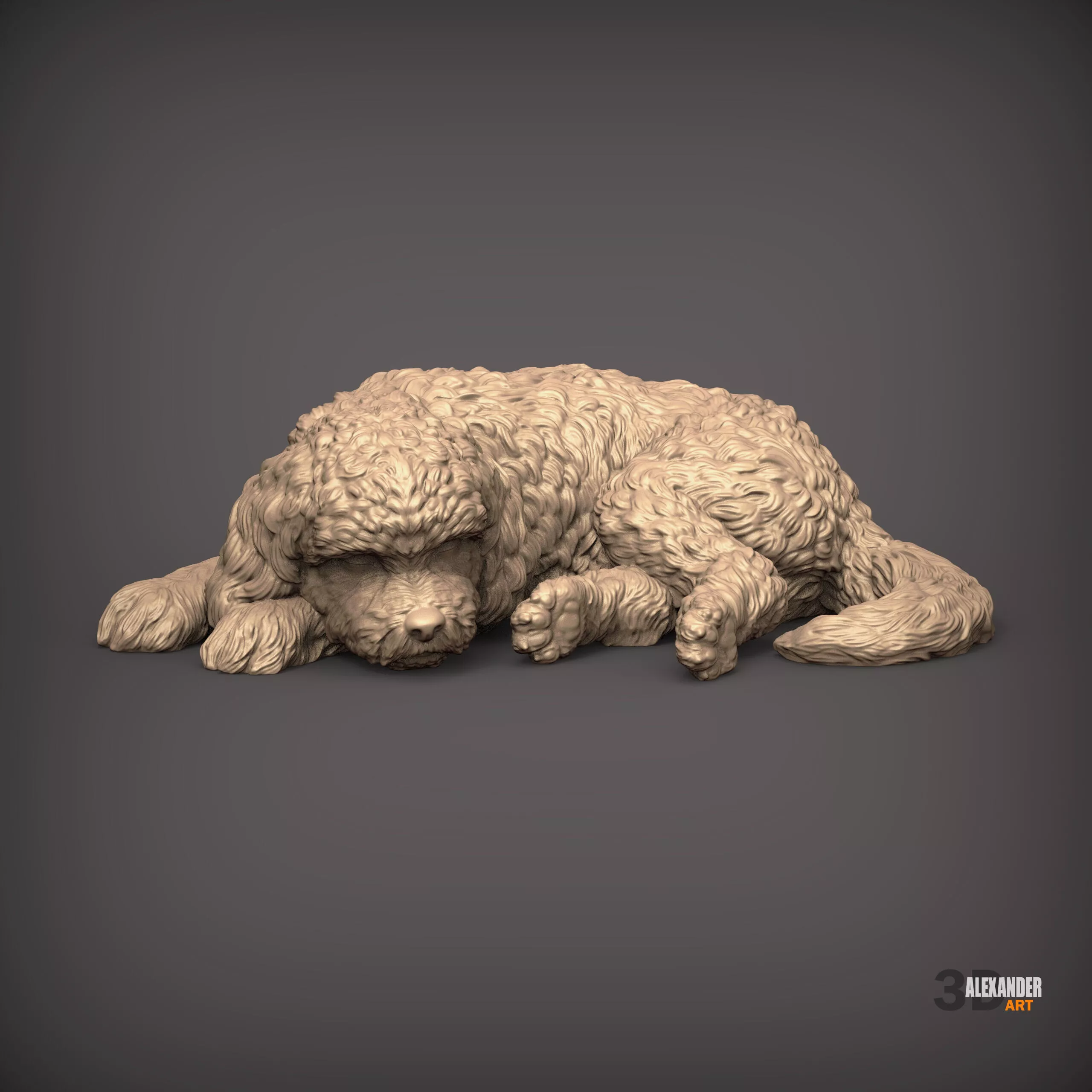 Sleeping Cockapoo Dog STL for 3D Printing Realistic Puppy 3D print model
