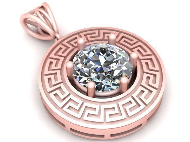 Pendant greek with diamond 3D print model_1