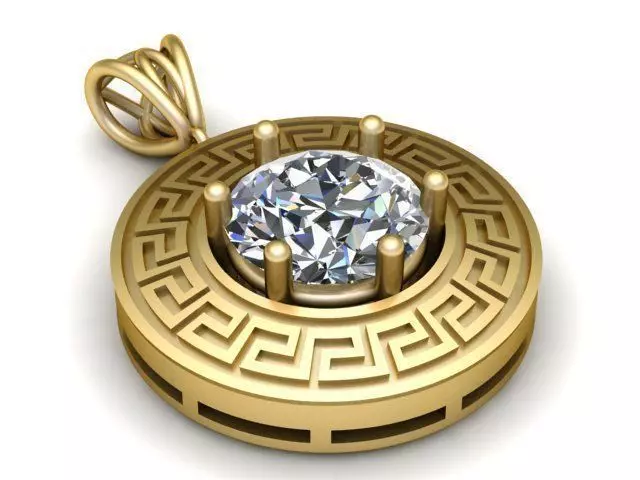 Pendant greek with diamond 3D print model_0