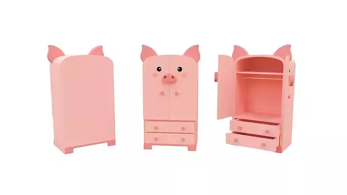 Low-Poly Cute Pig Kids Closet