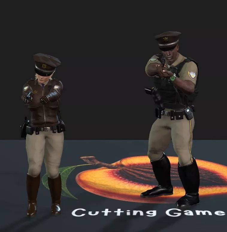 Peach Valley Sheriff Duo Casal de Xerifes 3D Hiper Realistas Low-poly 3D model