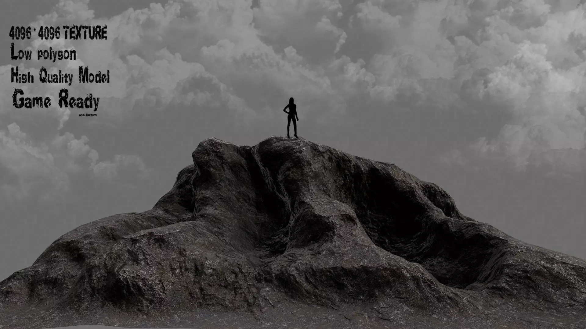 Rocks person Low-poly 3D model_0