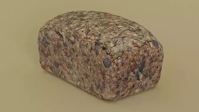 Whole Grain Seeded Bread Loaf Photogrammetry 3D Scan Low-poly 3D model