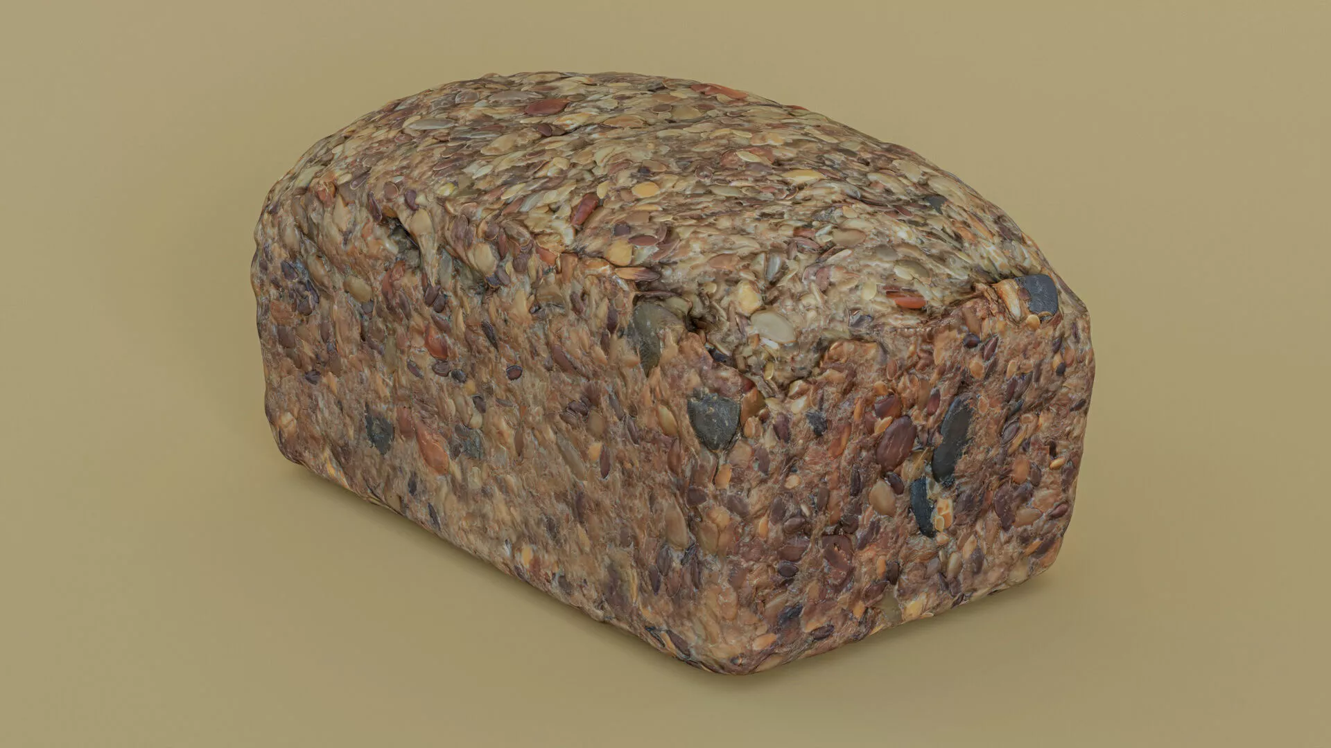 Whole Grain Seeded Bread Loaf Photogrammetry 3D Scan Low-poly 3D model