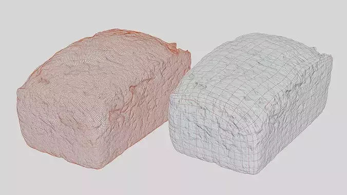 Whole Grain Seeded Bread Loaf Photogrammetry 3D Scan Low-poly 3D model 4