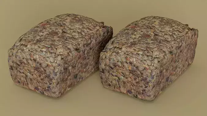 Whole Grain Seeded Bread Loaf Photogrammetry 3D Scan Low-poly 3D model 2