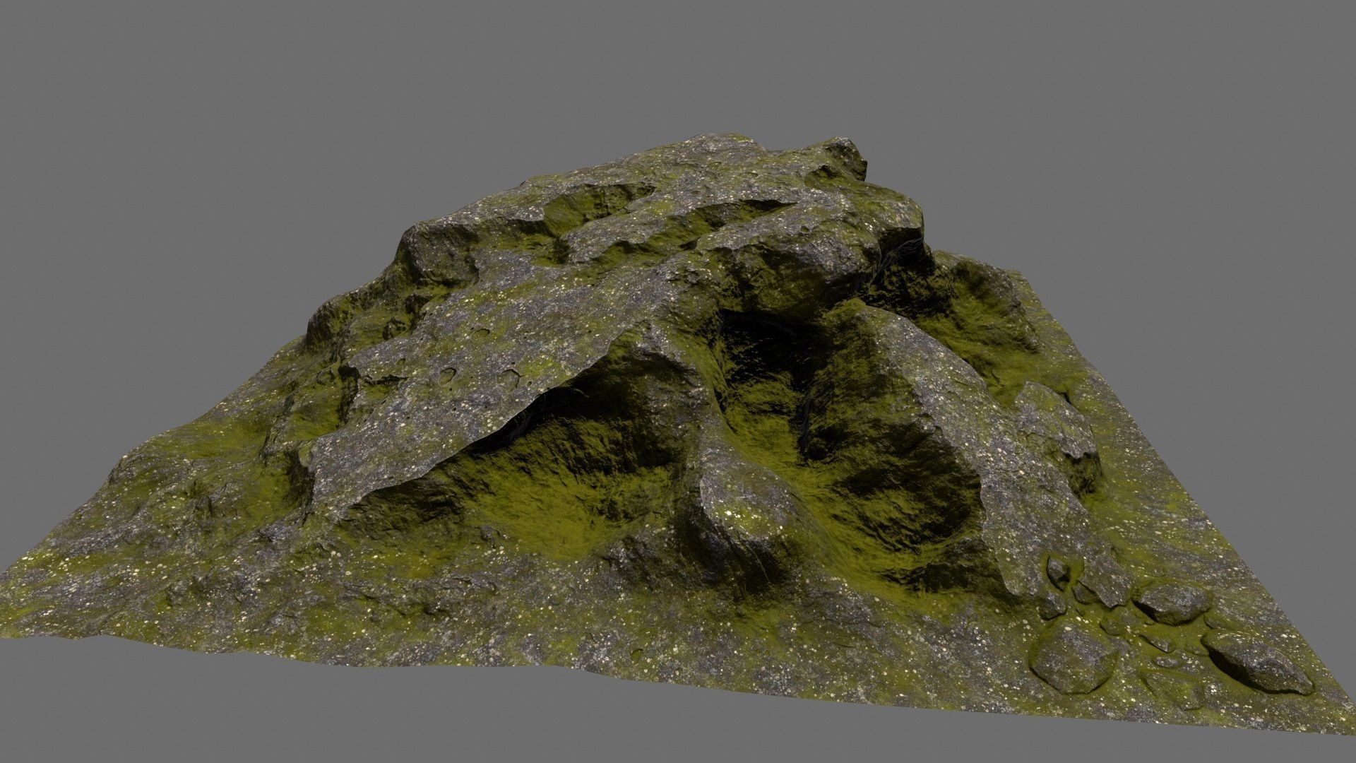 Rock mountain with grass on top Low-poly 3D model_4