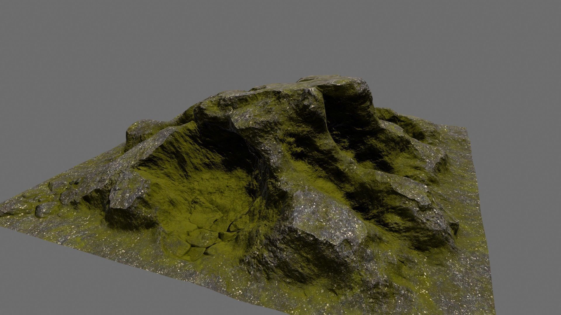 Rock mountain with grass on top Low-poly 3D model_12