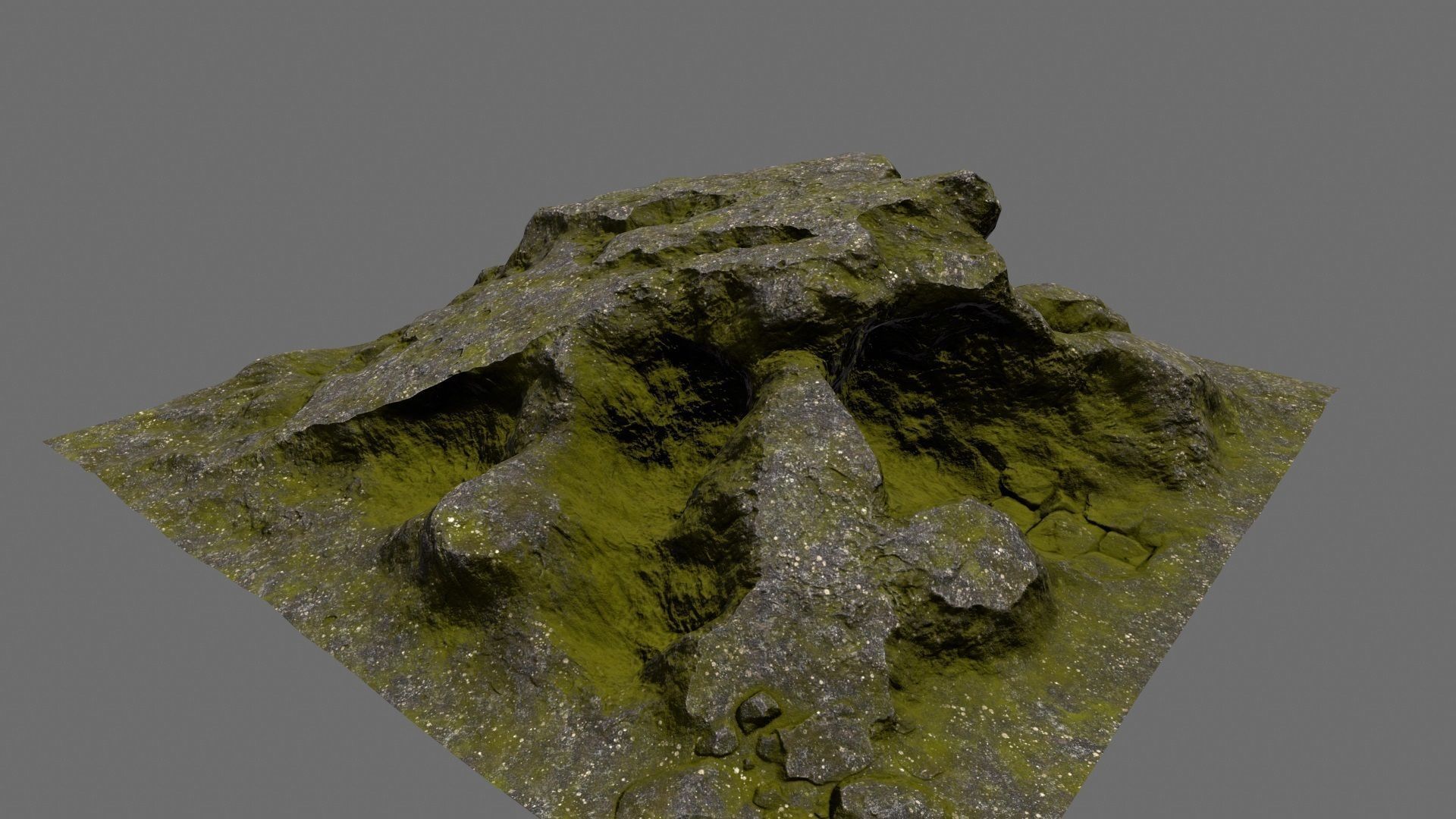 Rock mountain with grass on top Low-poly 3D model_3