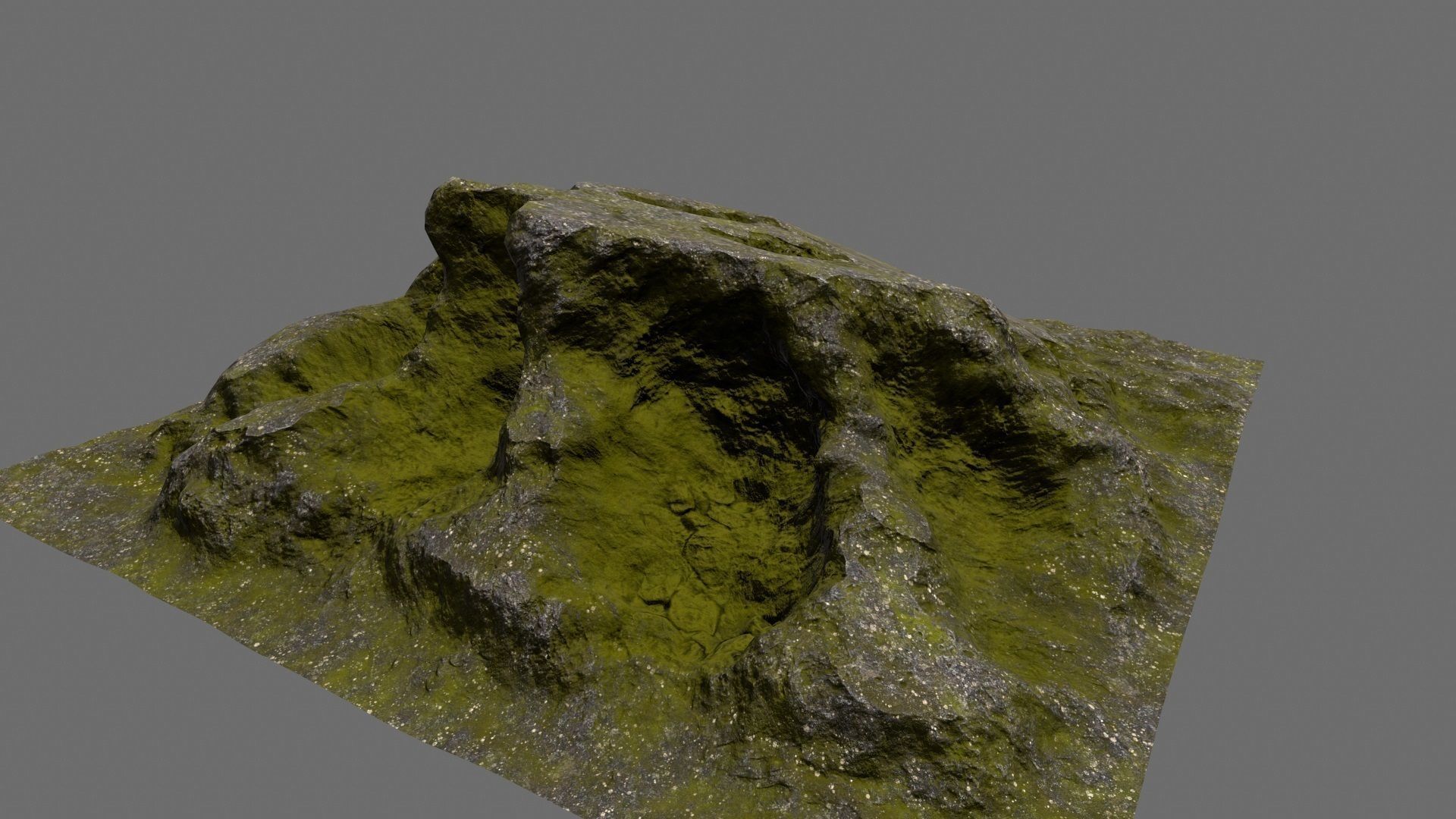Rock mountain with grass on top Low-poly 3D model_9