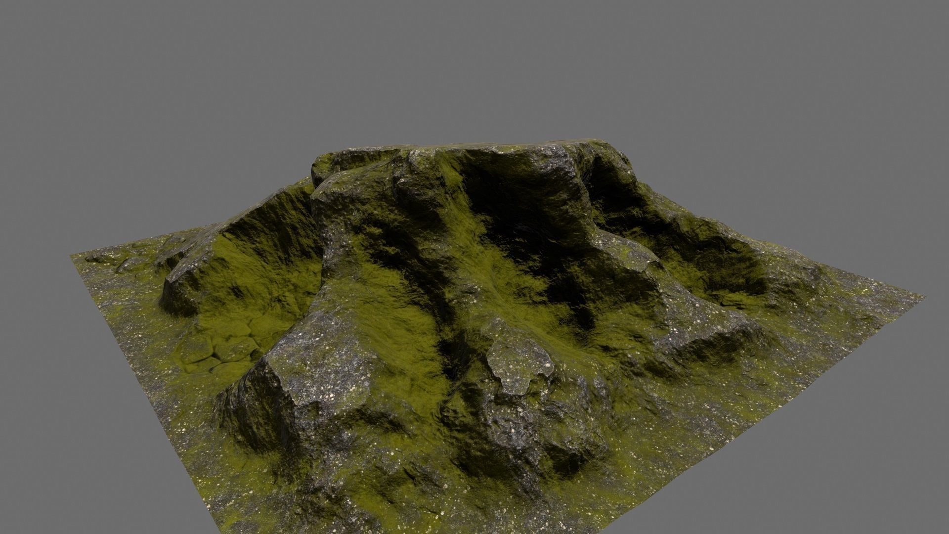 Rock mountain with grass on top Low-poly 3D model_11