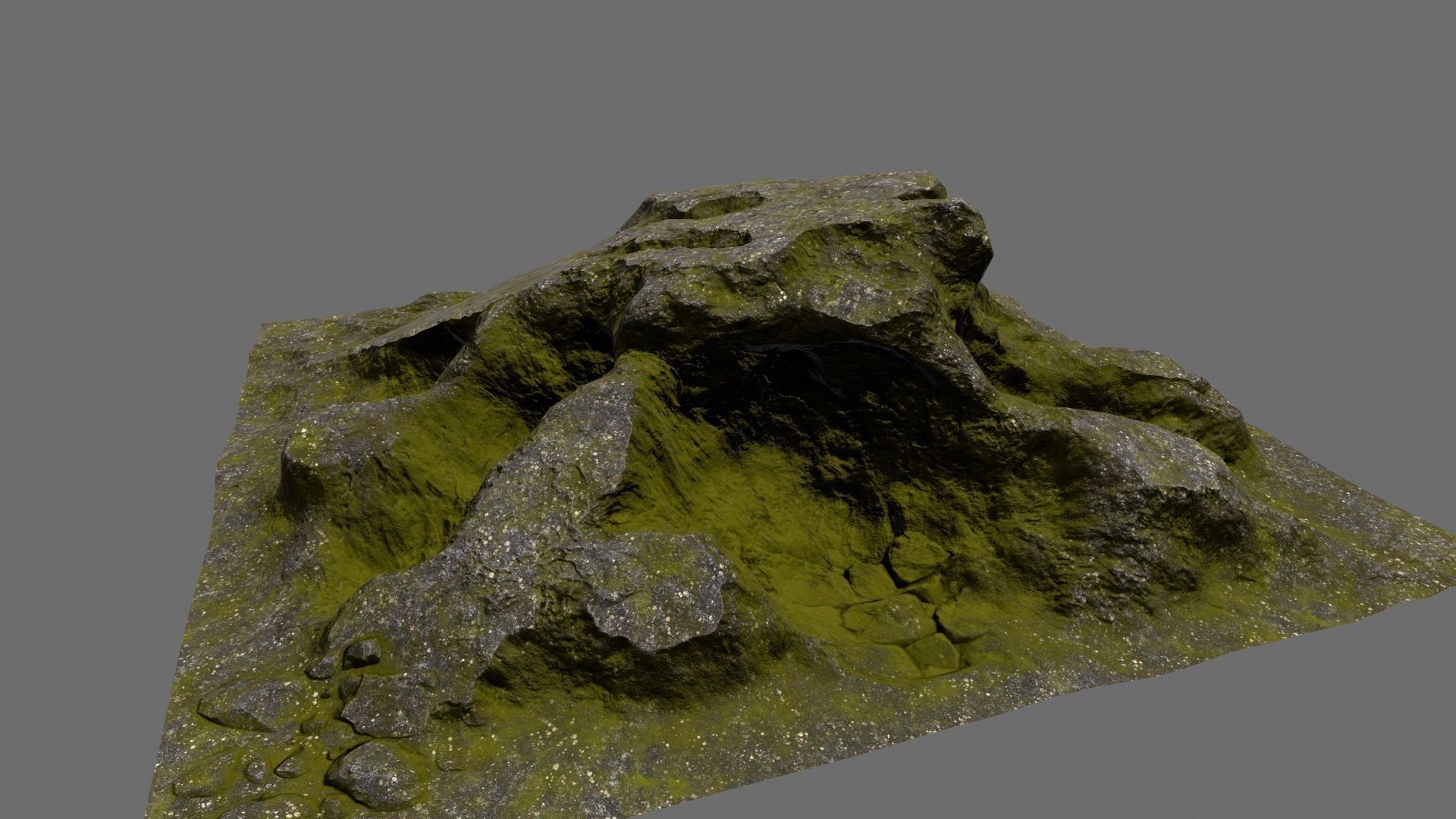 Rock mountain with grass on top Low-poly 3D model_2