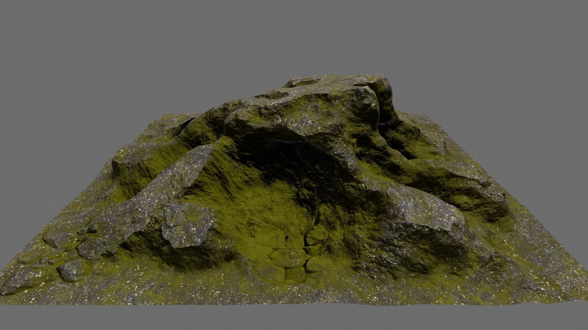 Rock mountain with grass on top Low-poly 3D model_1
