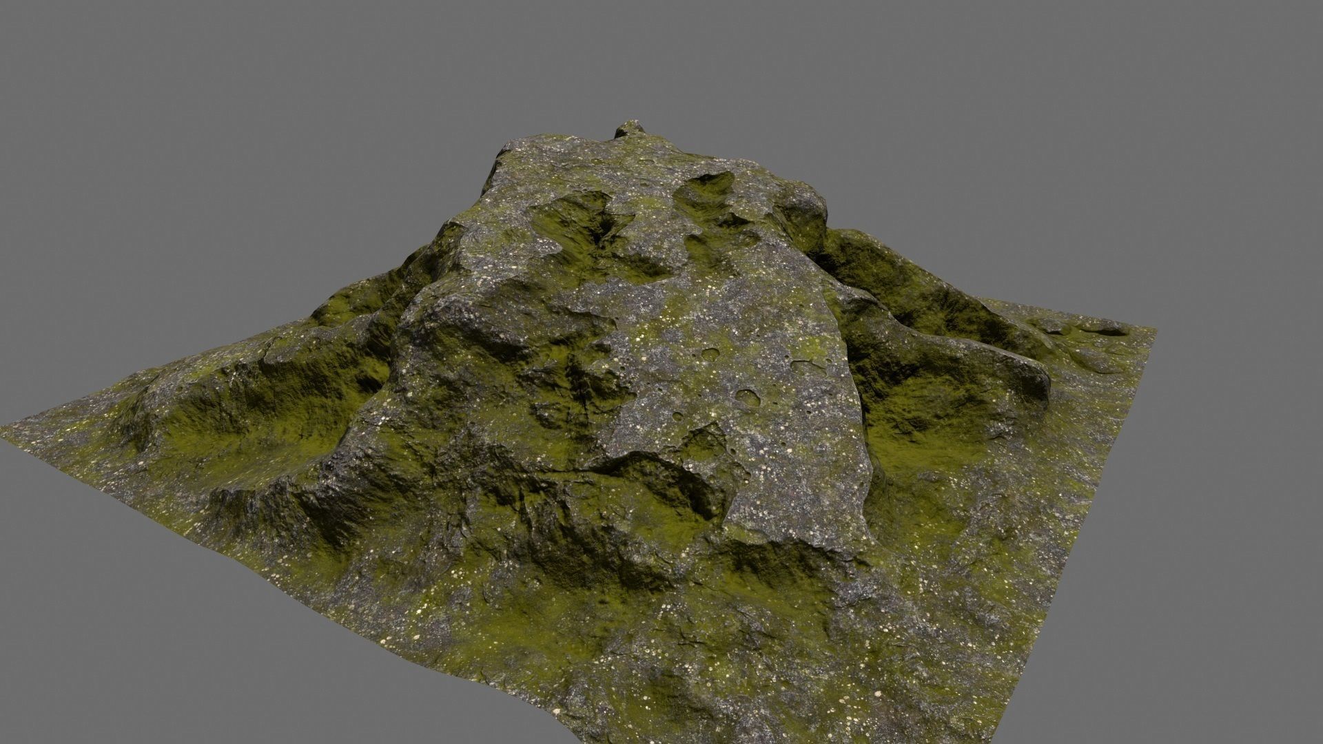 Rock mountain with grass on top Low-poly 3D model_6