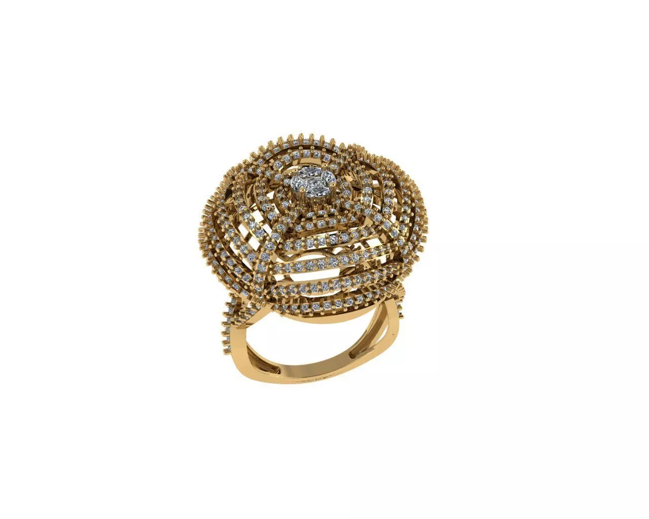 Diamond Ring Big Ring Designs In Gold For Female 3D print model