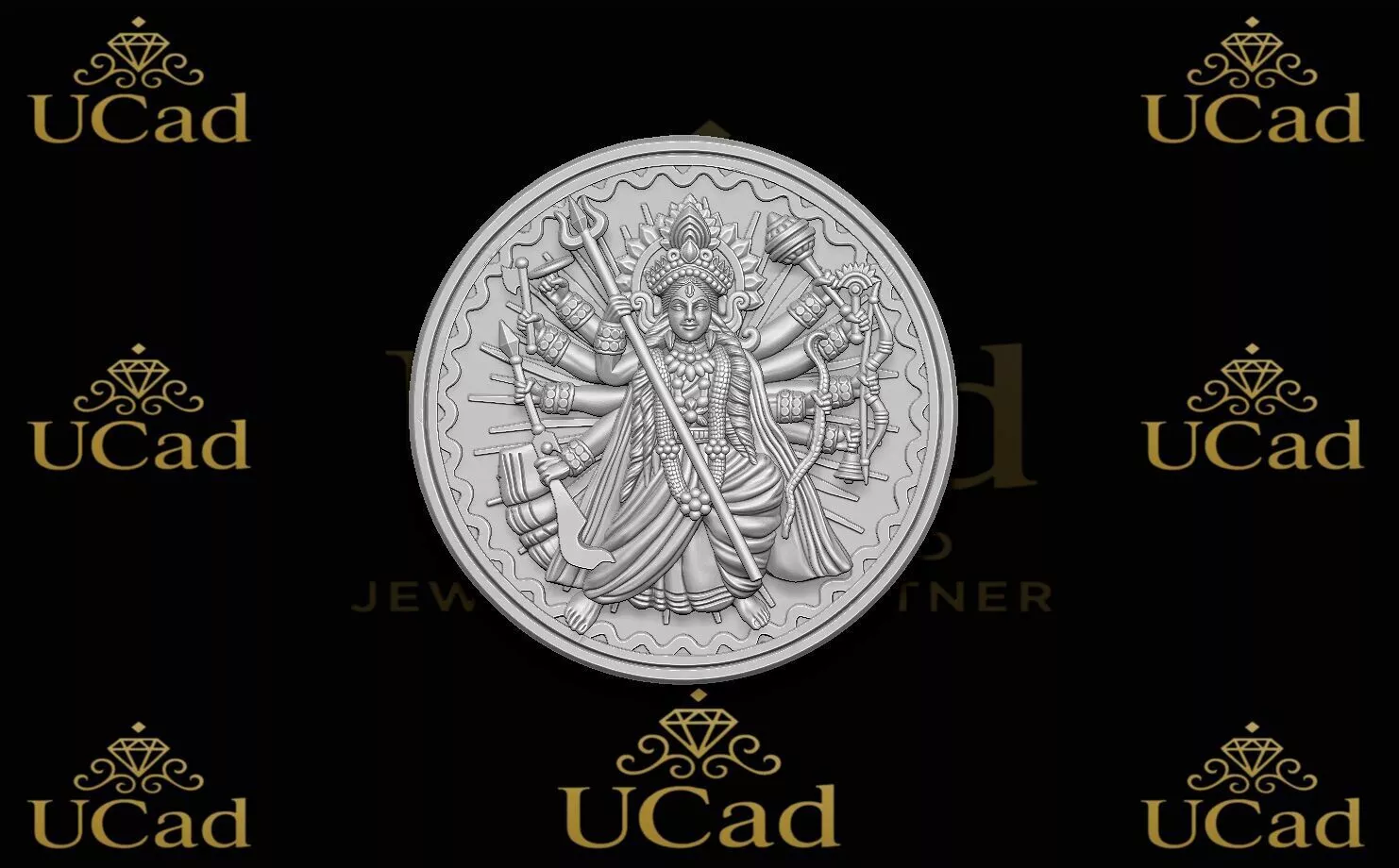 Goddess Durga Coin Medal 3D print model