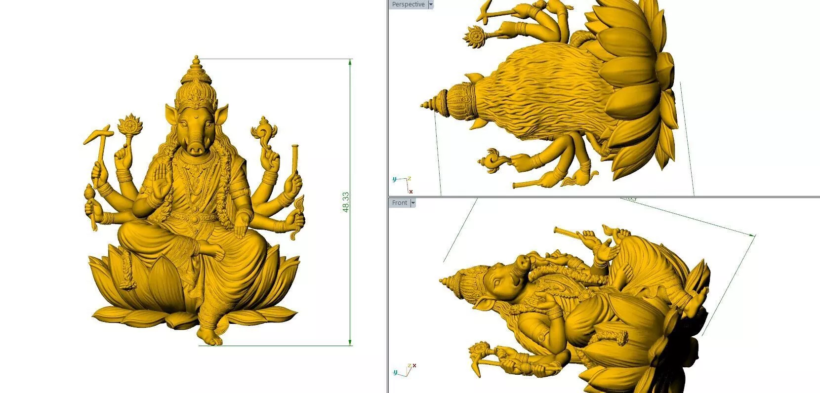varahi Amman Lotus Statue 3D 3D print model