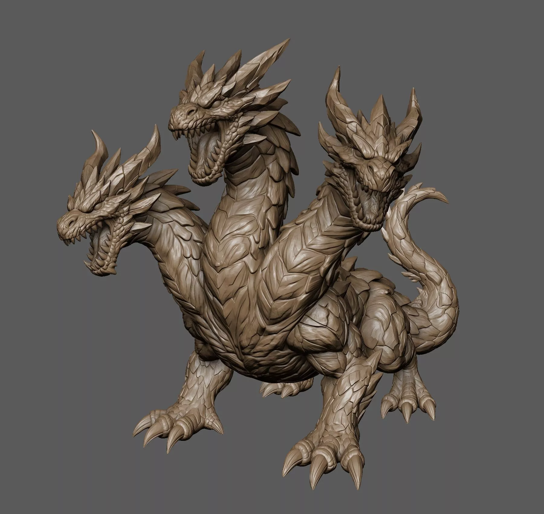 Earth-Breaker Hydra Three-Headed Dragon 3D print model