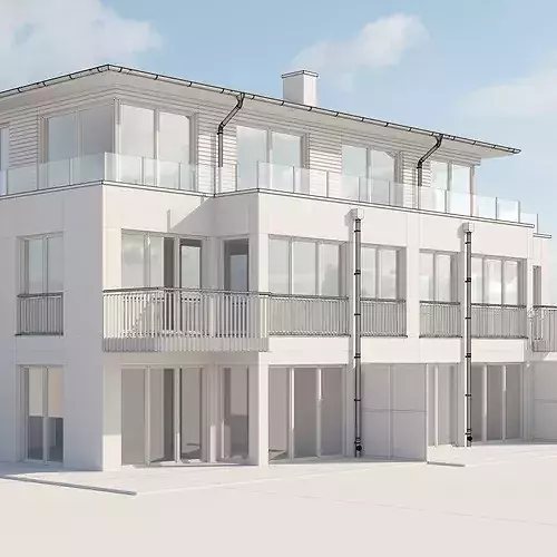 Modern German Residential Building 3D model 5