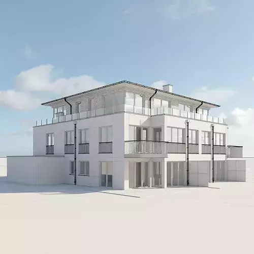 Modern German Residential Building 3D model 3