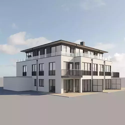 Modern German Residential Building 3D model 2