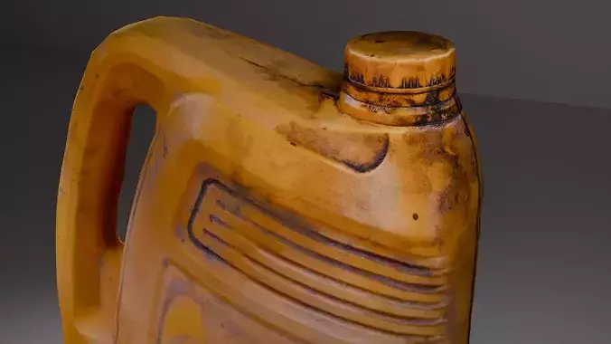 Old Dirty Motor Oil Canister - Yellow Plastic Jerrycan