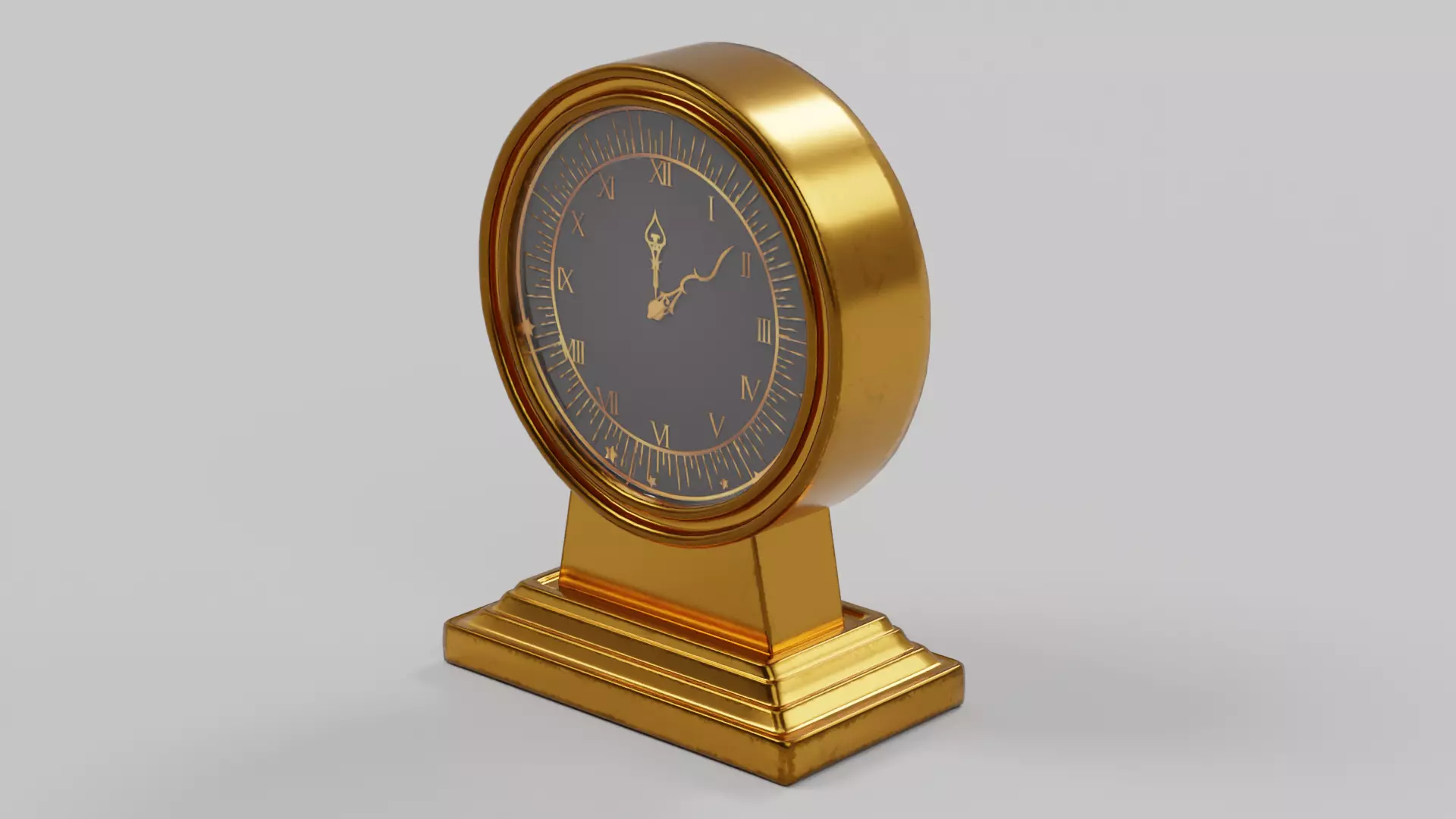 Luxury Brass Mantel Clock 02 Low-poly 3D model