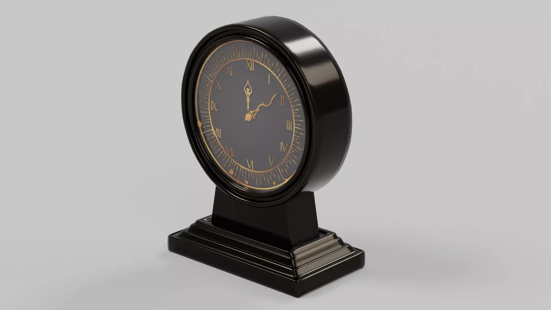 Luxury Brass Mantel Clock 03 Low-poly 3D model